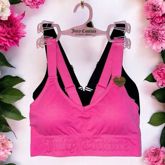 Juicy Couture Pink & Black 2 Bralette Sports Bras Size S NWT - Picture 8 of 8